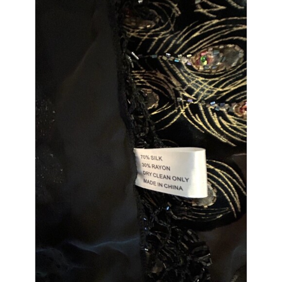 Exquisite PEACOCK Velvet Burnout V Tie Scarf Wrap Shawl - Picture 10 of 10